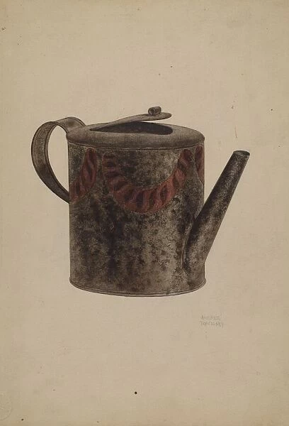 Toleware Metal Teapot, c. 1939. Creator: Andrew Topolosky