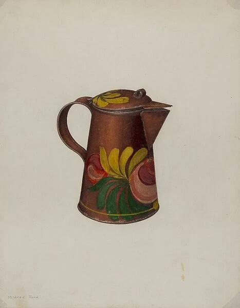 Toleware Syrup Pot, c. 1941. Creator: Mildred Ford