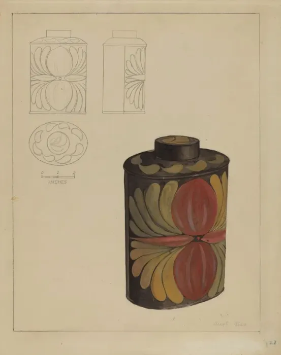 Framed Print : Toleware Tea Caddy, 1935  /  1942. Creator: Janet Riza