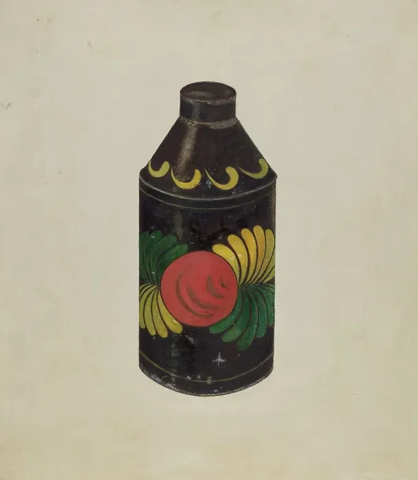 Framed Print : Toleware Tea Cannister, c. 1938. Creator: Edward White Framed Print : Toleware Tea Cannister, c. 1938. Creator: Edward White
