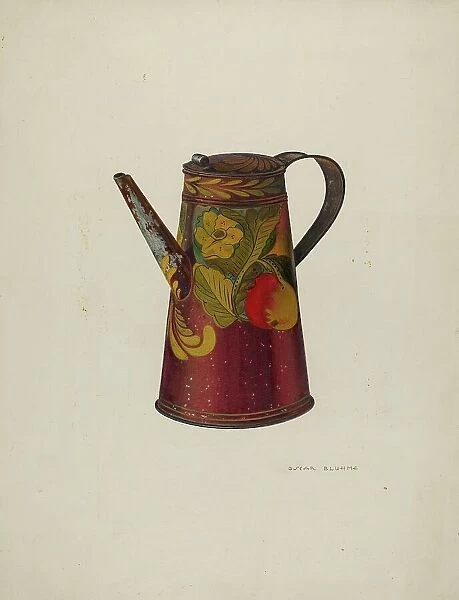 Toleware Teapot, c. 1940. Creator: Oscar Bluhme