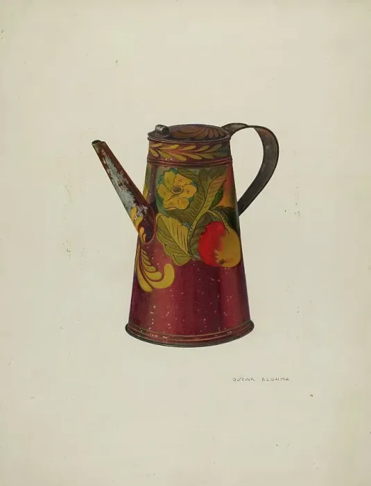 Framed Print : Toleware Teapot, c. 1940. Creator: Oscar Bluhme Framed Print : Toleware Teapot, c. 1940. Creator: Oscar Bluhme