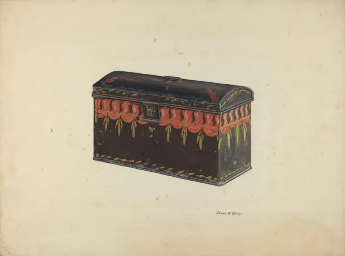 Framed Print : Toleware Tin Box, c. 1938. Creator: Frank Gray Framed Print : Toleware Tin Box, c. 1938. Creator: Frank Gray