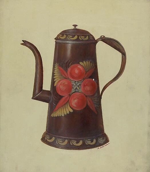 Toleware Tin Coffee Pot, c. 1936. Creator: Max Soltmann