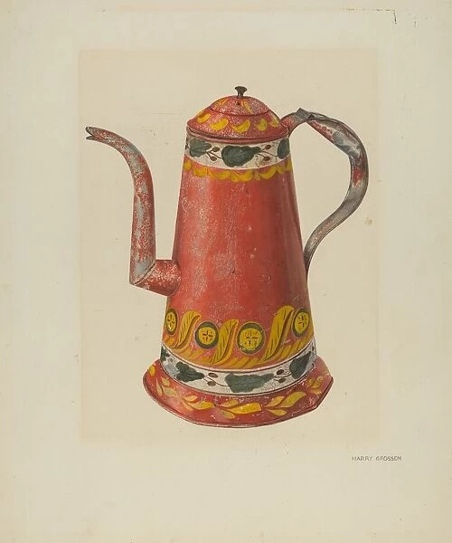 Toleware Tin Coffee Pot, c. 1938. Creator: Harry Grossen