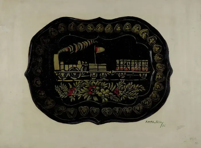 Framed Print : Toleware Tin Tray, 1936. Creator: Eugene Shellady Framed Print : Toleware Tin Tray, 1936. Creator: Eugene Shellady