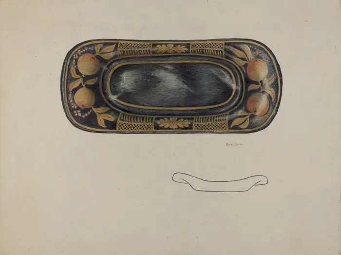Framed Print : Toleware Tray, c. 1940. Creator: Betty Jacob