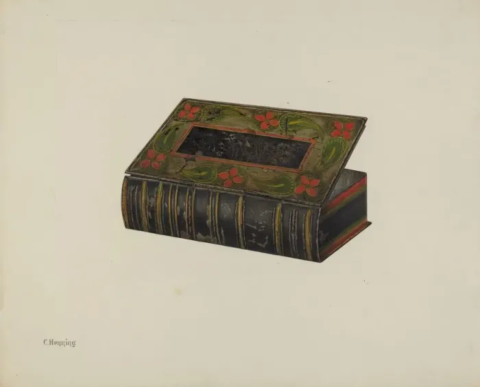 Framed Print : Toleware Trinket Box, c. 1940. Creator: Charles Henning Framed Print : Toleware Trinket Box, c. 1940. Creator: Charles Henning