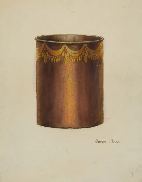 Framed Print : Toleware Vase, c. 1941. Creator: John Hall Framed Print : Toleware Vase, c. 1941. Creator: John Hall