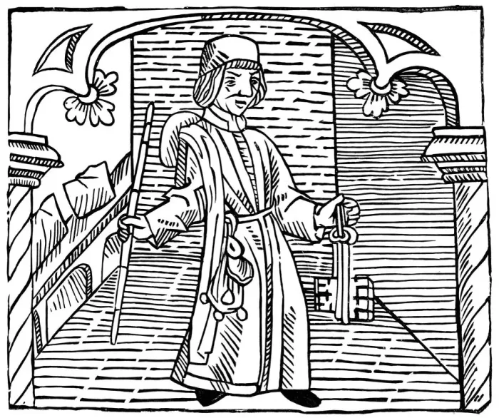 Framed Print : Toll collector, 15th century (1893) Framed Print : Toll collector, 15th century (1893)