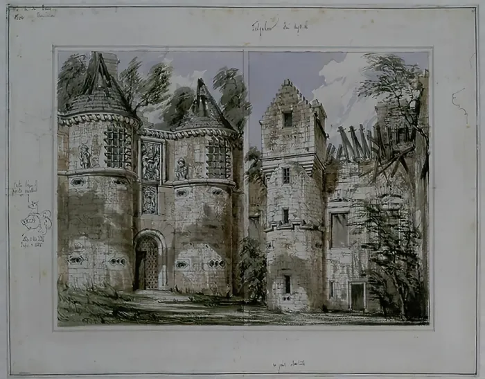 Framed Print : Tolquhon Castle - Entrance Hall and the Courtyard, 1848. Creator: Robert William Billings Framed Print : Tolquhon Castle - Entrance Hall and the Courtyard, 1848. Creator: Robert William Billings