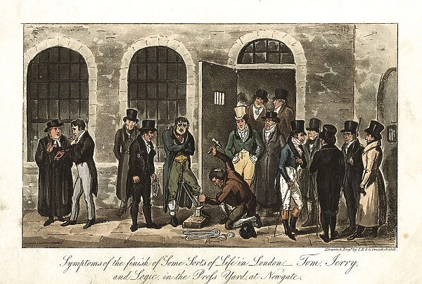 Tom, Jerry and Logic in the Press Yard, Newgate prison, London, 1821. Artist: George Cruikshank