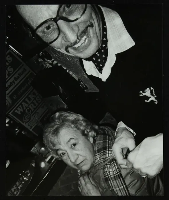Framed Print : Tom and Marian Burnham at The Bell, Codicote, Hertfordshire, December 1986. Artist Framed Print : Tom and Marian Burnham at The Bell, Codicote, Hertfordshire, December 1986. Artist