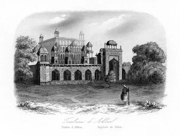 Framed Print : Tomb of Akbar the Great, Sikandra, India, c1840. Artist: N Remond Framed Print : Tomb of Akbar the Great, Sikandra, India, c1840. Artist: N Remond