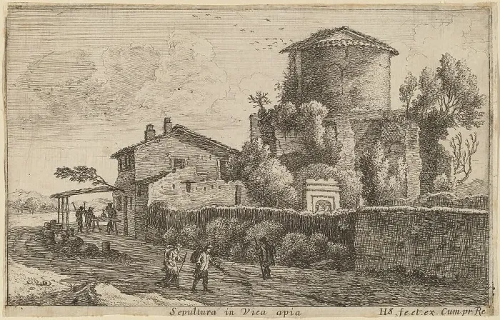 Framed Print : Tomb on the Via Appia. Creator: Herman van Swanevelt Framed Print : Tomb on the Via Appia. Creator: Herman van Swanevelt