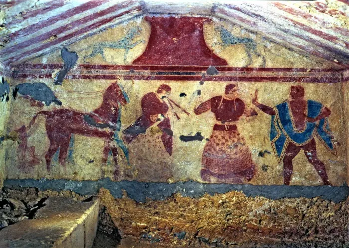 Framed Print : Tomb of the two beams, detail of mural Paintings from Tarquinia Framed Print : Tomb of the two beams, detail of mural Paintings from Tarquinia