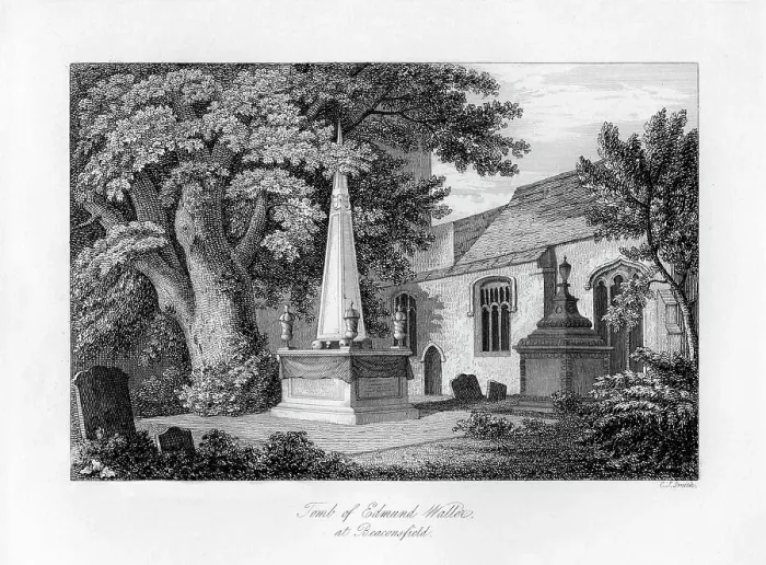 Framed Print : Tomb of Edmund Waller, Beaconsfield, Buckinghamshire, 1840. Artist: C J Smith