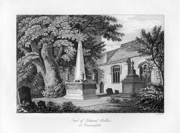 Tomb of Edmund Waller, Beaconsfield, Buckinghamshire, 1840.Artist: C J Smith