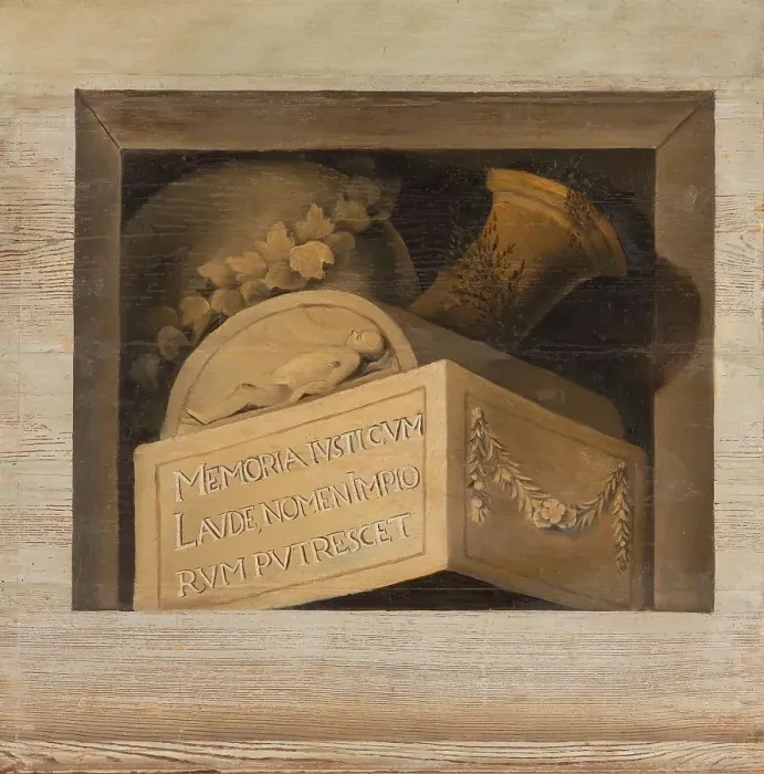 Framed Print : Tomb with Inscription, 1645-1650. Creator: Jacob van Campen Framed Print : Tomb with Inscription, 1645-1650. Creator: Jacob van Campen