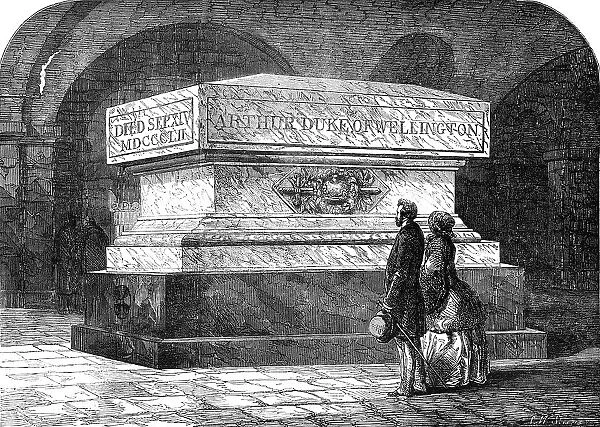 Tomb of the late Duke of Wellington, in the Crypt of St. Paul's Cathedral, 1854. Creator: Charles William Sheeres