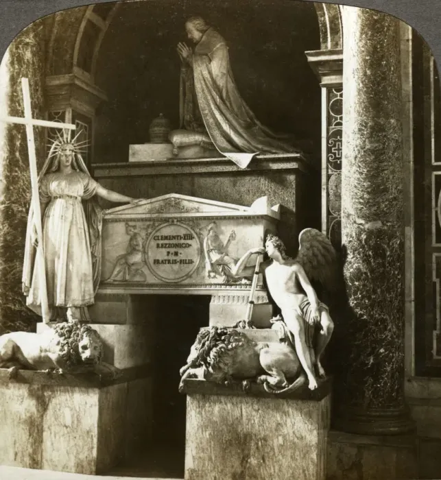Framed Print : Tomb of Pope Clement XIII, St Peters Basilica, Rome, Italy. Artist: Underwood & Underwood Framed Print : Tomb of Pope Clement XIII, St Peters Basilica, Rome, Italy. Artist: Underwood & Underwood