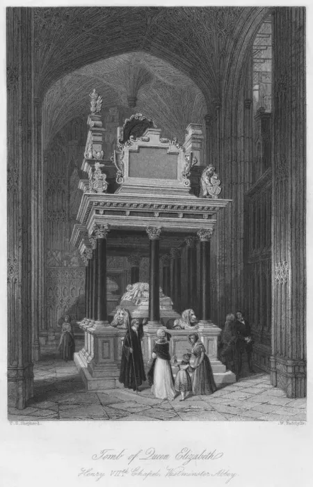 Framed Print : Tomb of Queen Elizabeth: Henry VIIs Chapel, Westminster Abbey, c1841. Artist: William Radclyffe Framed Print : Tomb of Queen Elizabeth: Henry VIIs Chapel, Westminster Abbey, c1841. Artist: William Radclyffe