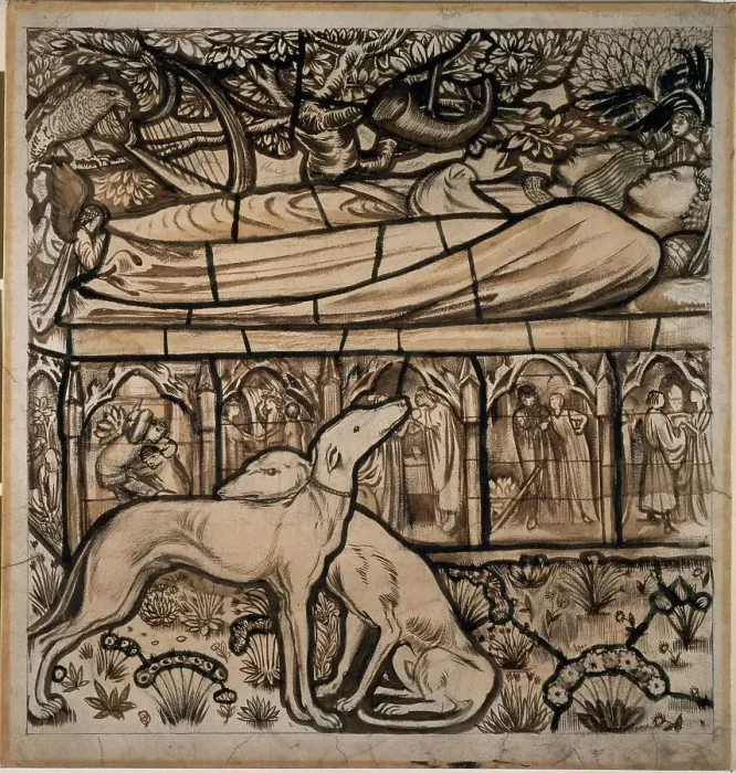 Framed Print : The Tomb of Tristram and Iseult, 1862. Creator: Sir Edward Coley Burne-Jones
