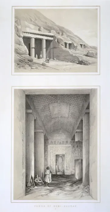 Framed Print : Tombs of Beni-Hassan, Egypt, 19th century. Artist: George Moore Framed Print : Tombs of Beni-Hassan, Egypt, 19th century. Artist: George Moore