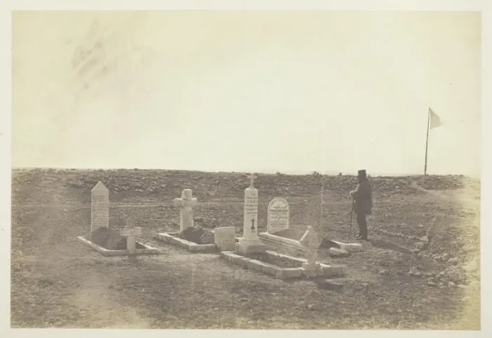 Framed Print : The Tombs of the Generals on Cathcarts Hill, 1855. Creator: Roger Fenton Framed Print : The Tombs of the Generals on Cathcarts Hill, 1855. Creator: Roger Fenton