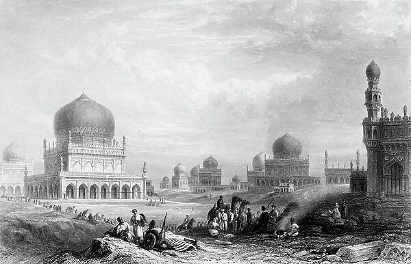 Tombs of the Kings of Golconda, 1845. Creator: William Purser