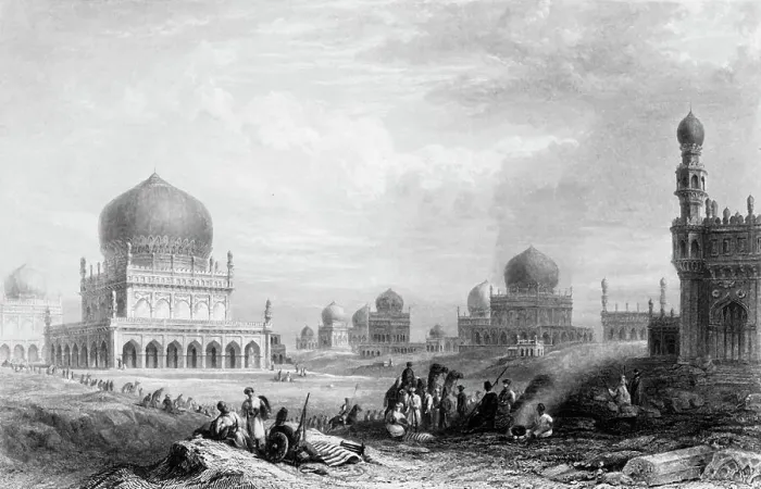 Framed Print : Tombs of the Kings of Golconda, 1845. Creator: William Purser Framed Print : Tombs of the Kings of Golconda, 1845. Creator: William Purser