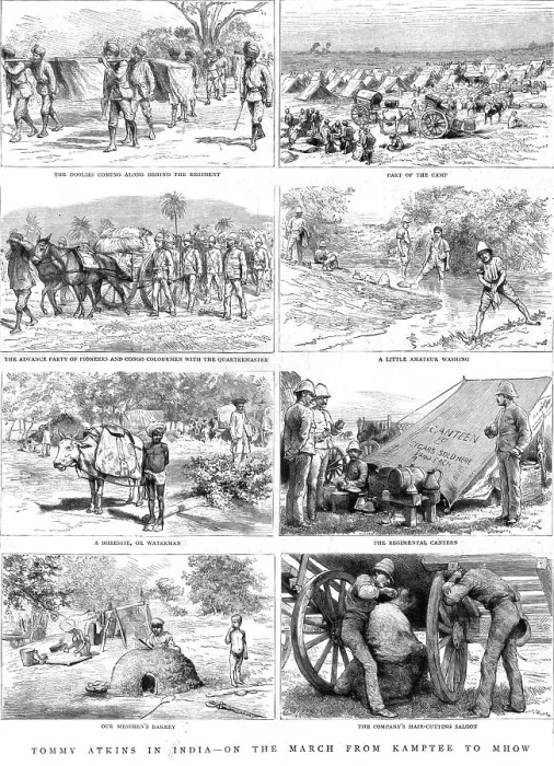Framed Print : Tommy Atkins in India -- On the March from Kamptee to Mhow, 1890. Creator: Unknown Framed Print : Tommy Atkins in India -- On the March from Kamptee to Mhow, 1890. Creator: Unknown