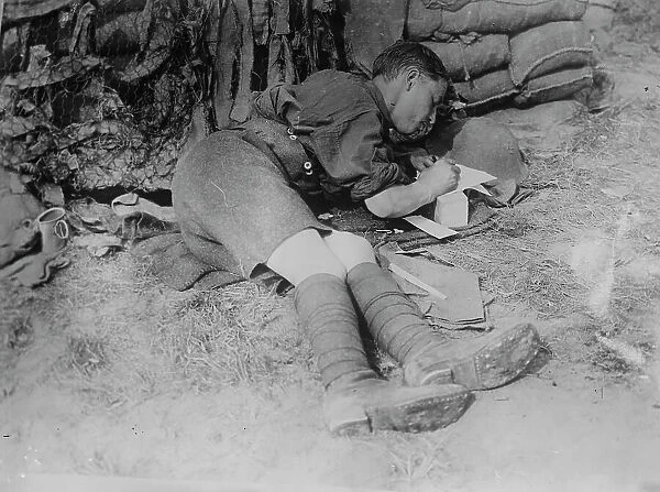 Tommy writing home after battle, 11 Jun 1917. Creator: Bain News Service