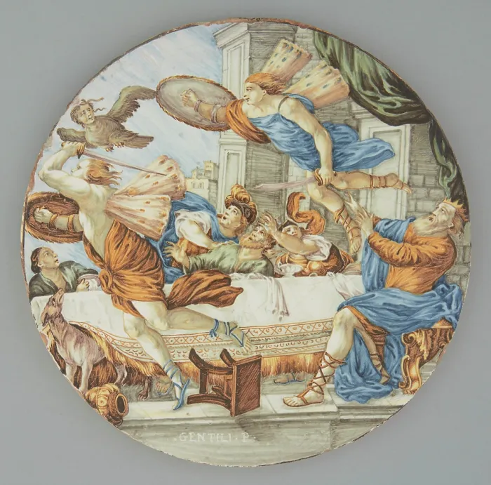 Framed Print : Tondo with a mythological scene, c1760. Creator: Carmine Gentile Framed Print : Tondo with a mythological scene, c1760. Creator: Carmine Gentile