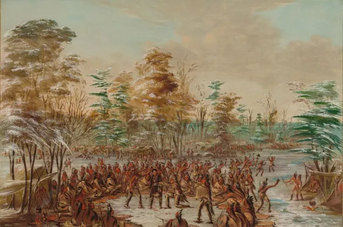 Framed Print : De Tonty Suing for Peace in the Iroquois Village. January 2, 1680, 1847  /  1848