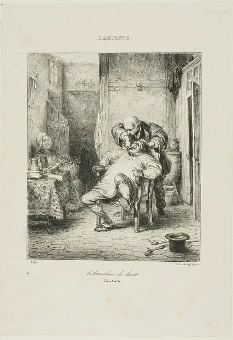 Framed Print : The Tooth Puller, 1837. Creator: Benard and Frey Framed Print : The Tooth Puller, 1837. Creator: Benard and Frey