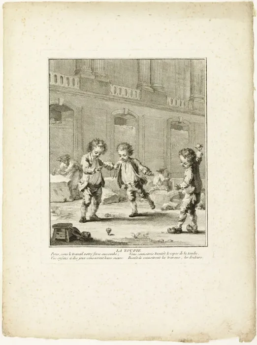 Framed Print : The Top, from The Games of the Urchins of Paris, 1770. Creator: Jean Baptiste Tilliard Framed Print : The Top, from The Games of the Urchins of Paris, 1770. Creator: Jean Baptiste Tilliard