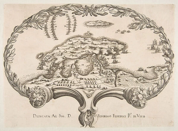 Topographic Plan (Porto Ercole?) in the Shape of a Fan. Creator: Unknown