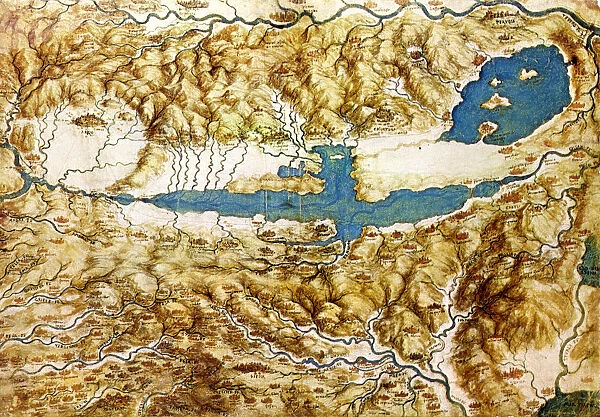 Topographic View of the Countryside around the Plain of Arezzo and the Val di Chiana, Early16th cen. Artist: Leonardo da Vinci (1452-1519)
