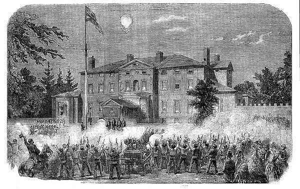 Torchlight Demonstration of Firemen at Fredericton, New Brunswick, 1858. Creator: Unknown
