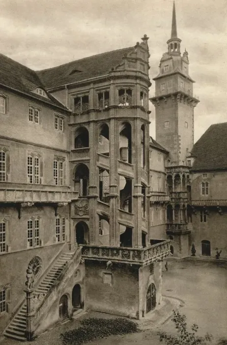 Framed Print : Torgau - Hartenfels Castle courtyard, 1931. Artist: Kurt Hielscher Framed Print : Torgau - Hartenfels Castle courtyard, 1931. Artist: Kurt Hielscher