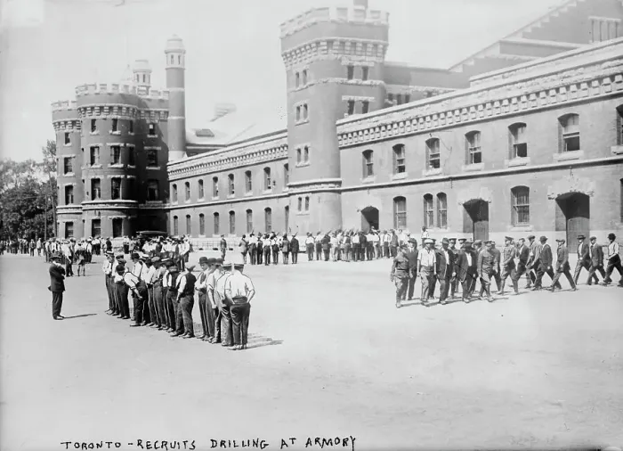 Framed Print : Toronto recruits drilling at armory, between c1914 and c1915. Creator: Bain News Service Framed Print : Toronto recruits drilling at armory, between c1914 and c1915. Creator: Bain News Service