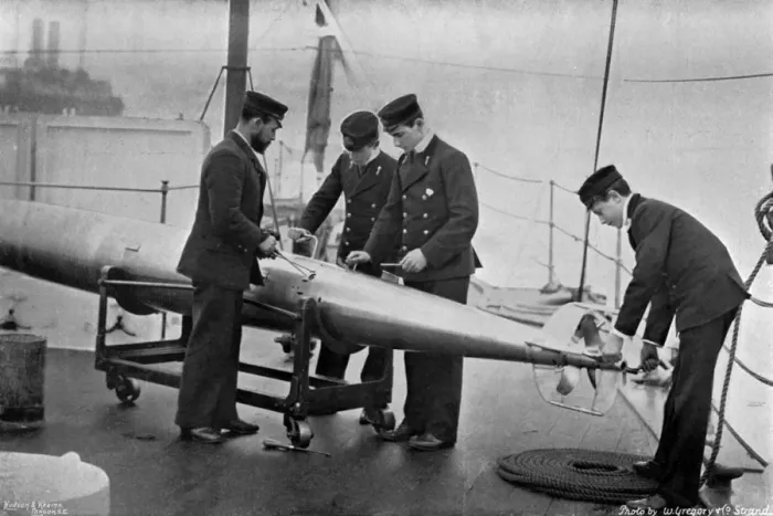Framed Print : Torpedo instruction on board HMS Theseus, 1896. Artist: W Gregory Framed Print : Torpedo instruction on board HMS Theseus, 1896. Artist: W Gregory