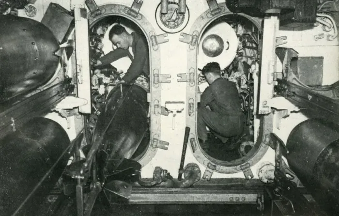 Framed Print : Torpedo tubes of a British submarine, World War II, 1945. Creator: Unknown Framed Print : Torpedo tubes of a British submarine, World War II, 1945. Creator: Unknown
