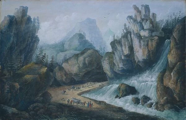 Torrent and Waterfall in the Alps, 1792. Creator: Louis Belanger (French, 1756-1816)