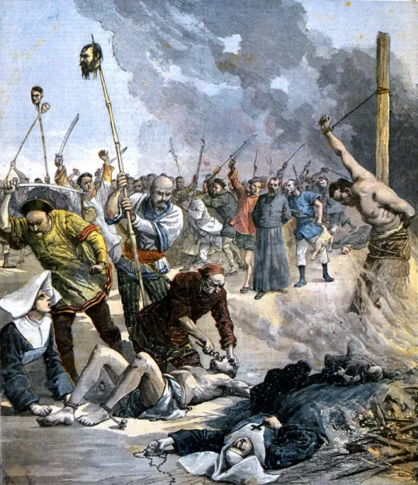 Framed Print : Torture and murder of Christian nuns and priests during the Boxer rising in China, 1891