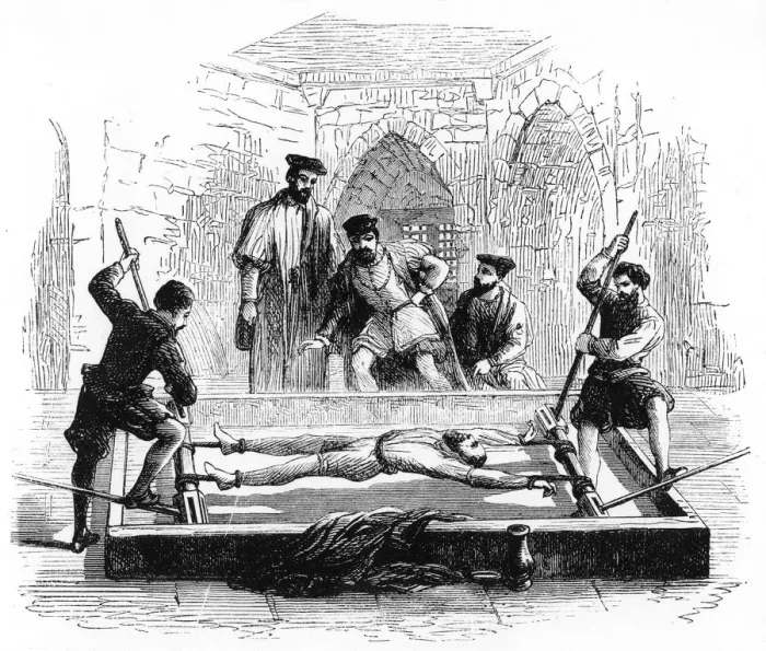 Framed Print : Torturing a prisoner on the rack, Middle Ages Framed Print : Torturing a prisoner on the rack, Middle Ages