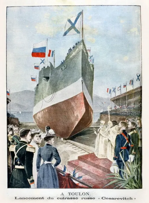 Framed Print : At Toulon, Launching the Russian battleship Cesarevitch, 1901 Framed Print : At Toulon, Launching the Russian battleship Cesarevitch, 1901
