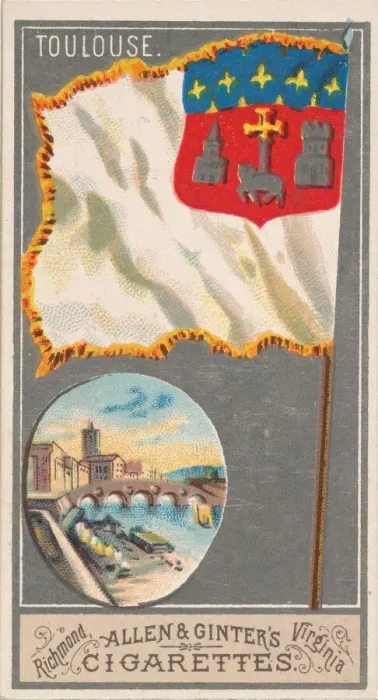 Framed Print : Toulouse, from the City Flags series (N6) for Allen & Ginter Cigarettes Brands, 1887 Framed Print : Toulouse, from the City Flags series (N6) for Allen & Ginter Cigarettes Brands, 1887