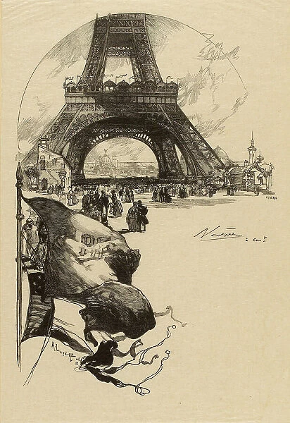 Tour Eiffel, Exposition universelle de 1889, 1889. Creator: Lepère, Auguste (1849-1918)